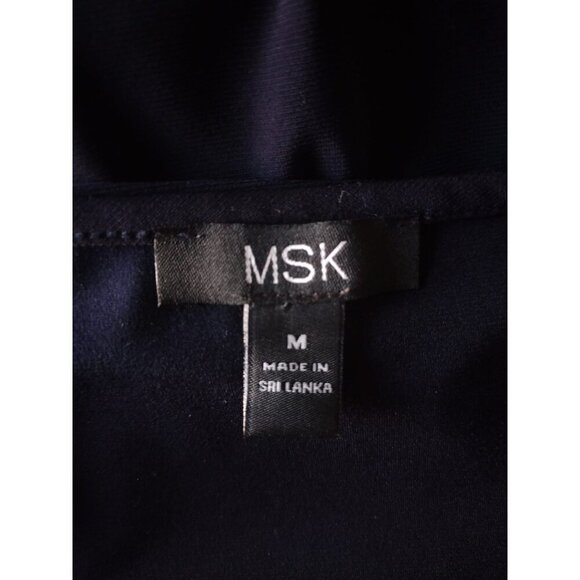 MSK Women's Medium Sleeveless Black & Multicolor Handkerchief Hem Dress. - Picture 6 of 6